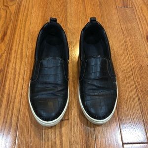 Topshop Black Alligator Print Slip On Shoe